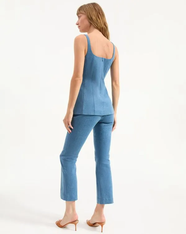 Liana ButtonUp Vest Top Sea Glare Women Veronica Beard Tops