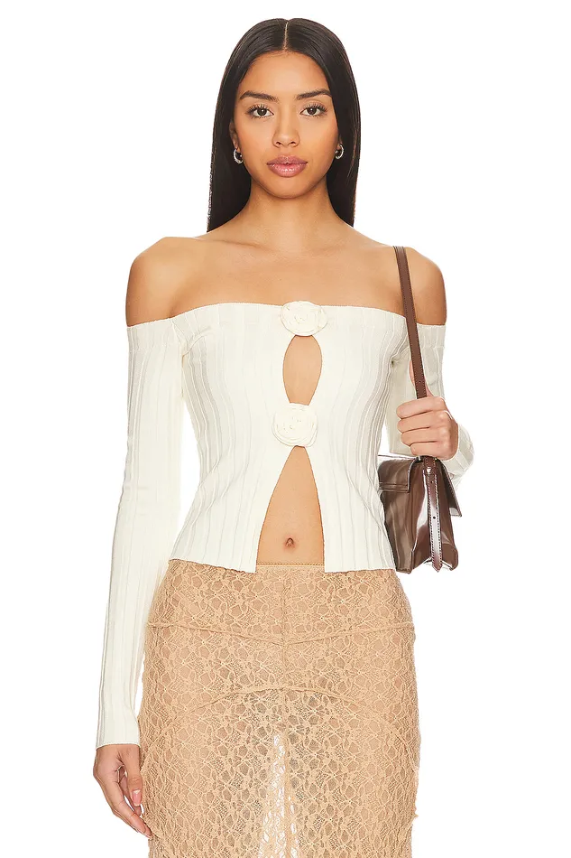 Liora Rosette Sweater White Women Lovers and Friends Sweaters and Knits
