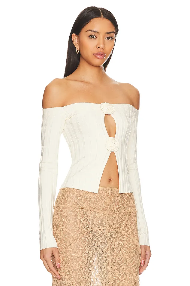Liora Rosette Sweater White Women Lovers and Friends Sweaters and Knits