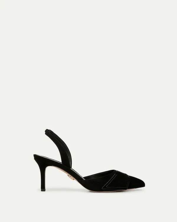 Lisbeth Suede Slingback Pump Black Women Veronica Beard Shoes