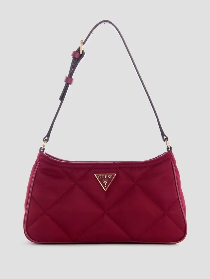 Little Bay Quilted Shoulder Bag Red Women Handbags GUESS