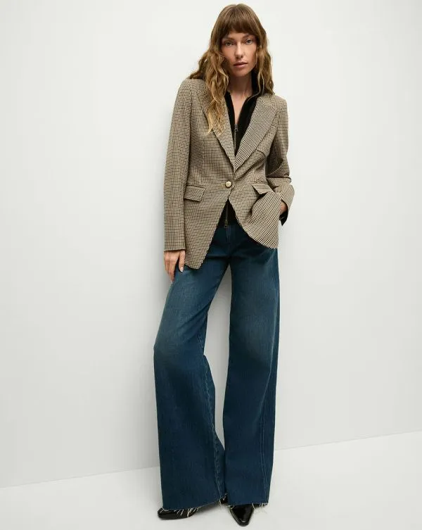 Livvy Houndstooth Dickey Jacket Sandandblack Women Veronica Beard Jackets and Outerwear