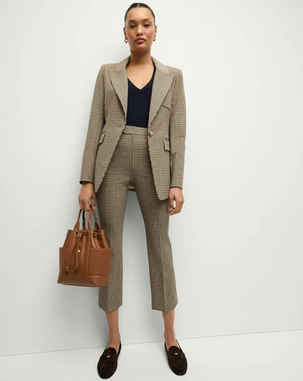 Livvy Houndstooth Dickey Jacket Sandandblack Women Veronica Beard Jackets and Outerwear