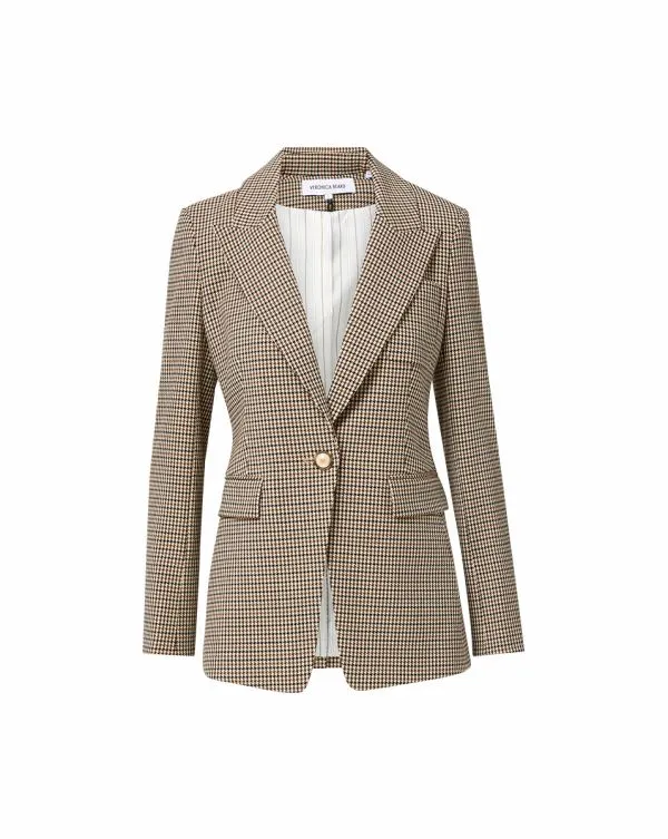 Livvy Houndstooth Dickey Jacket Sandandblack Women Veronica Beard Jackets and Outerwear
