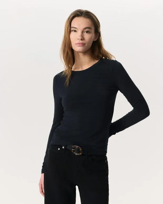 Luca Long Sleeve Tee Black Women TShirts rag and bone