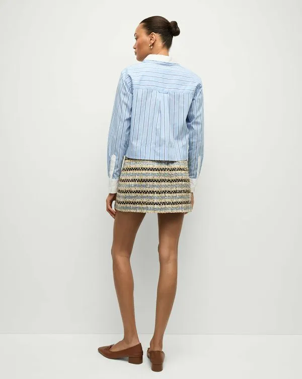 Maia DoubleCollar Shirt Blue Skyandwhite Women Veronica Beard Tops Maia DoubleCollar Shirt Blue Skyandwhite Women Veronica Beard Tops