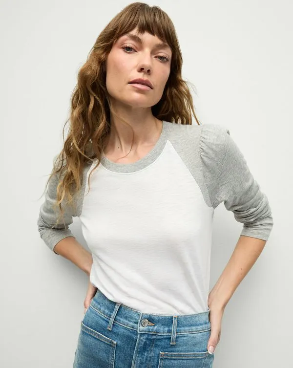Mason Baseball Tee Whiteandheather Grey Women Veronica Beard Tops