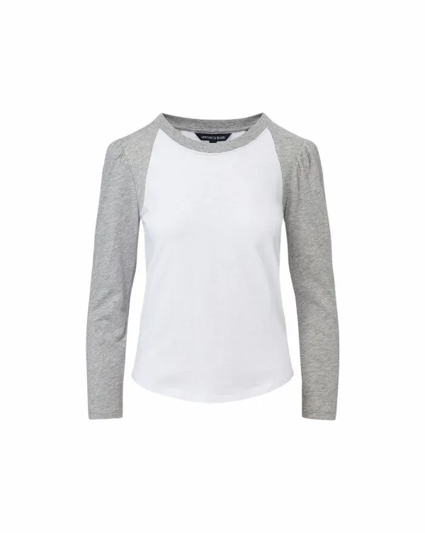 Mason Baseball Tee Whiteandheather Grey Women Veronica Beard Tops