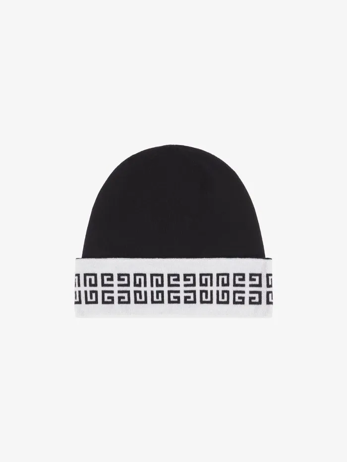 Men Beanies and Caps Givenchy GIVENCHY 4G Double Sided Beanie In Wool White