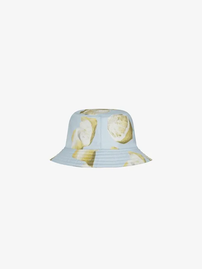 Men Beanies and Caps Givenchy GIVENCHY Bucket Hat In Silk With Lemon Print Sky Blue Men Beanies and Caps Givenchy GIVENCHY Bucket Hat In Silk With Lemon Print Sky Blue
