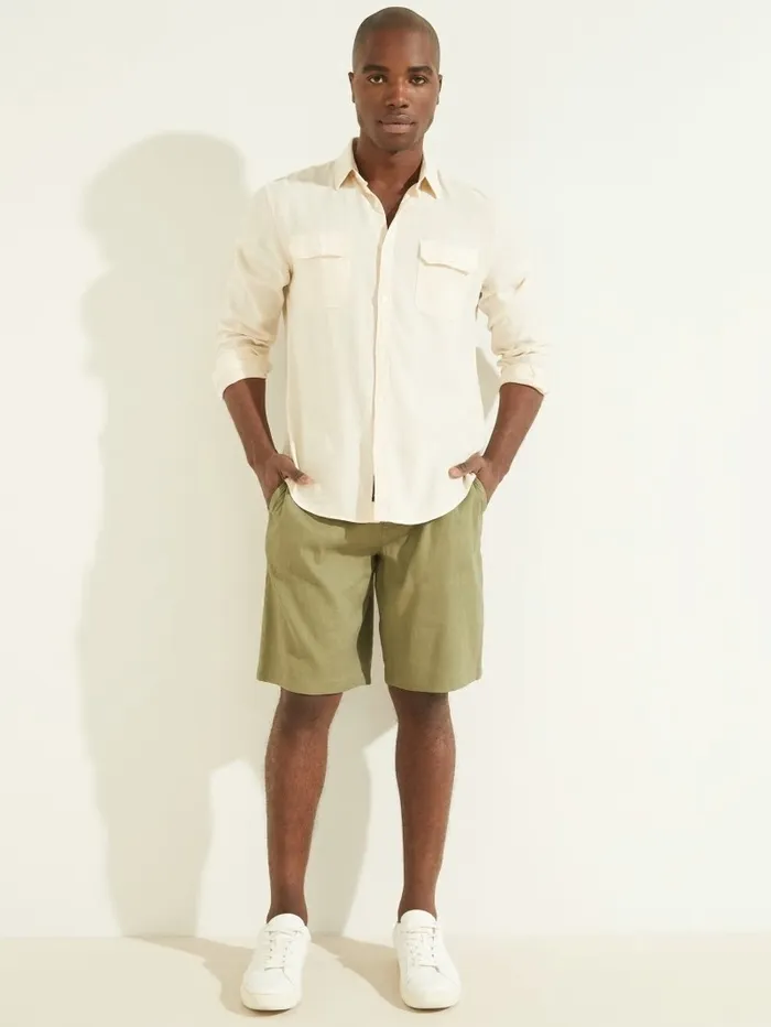 Men Bermuda Short Mossy Green Pants and Shorts GUESS