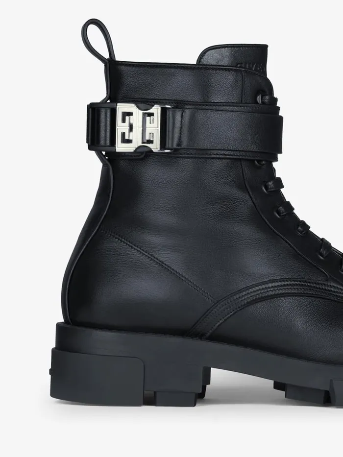 Men Boots and Loafers Givenchy Terra Boots In Leather With 4G Buckle Black Men Boots and Loafers Givenchy Terra Boots In Leather With 4G Buckle Black