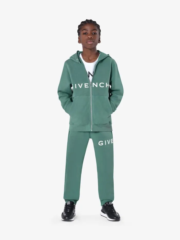 Men Boy 4 To 12 Years Givenchy GIVENCHY 4G Jogger Pants In Fleece Greyish Green