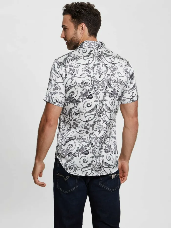 Men Charm Decorative Floral Shirt Decorative Floral Shirts GUESS Men Charm Decorative Floral Shirt Decorative Floral Shirts GUESS