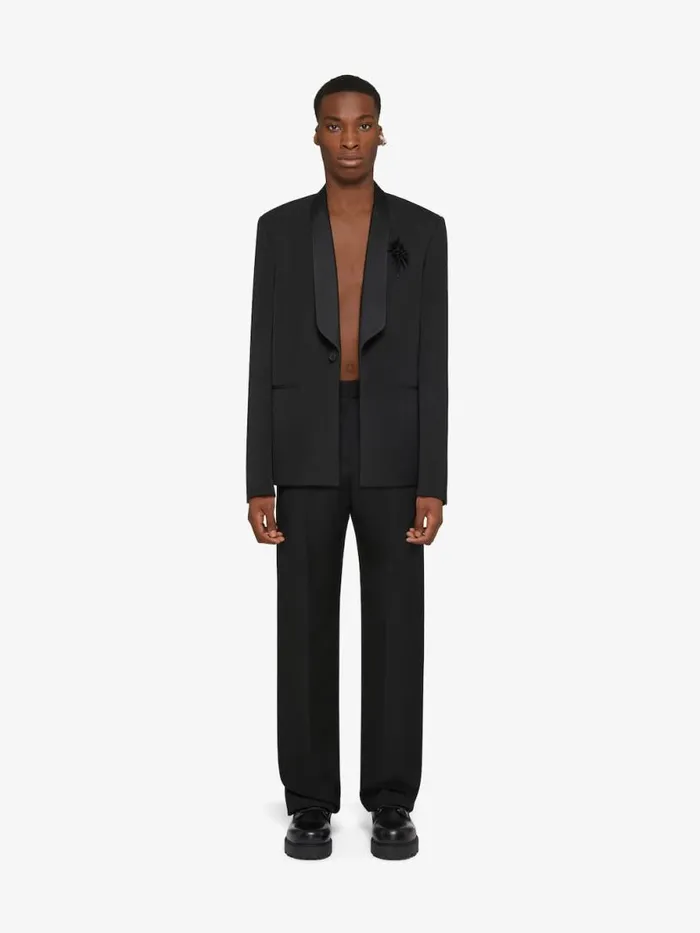 Men Coats and Jackets Givenchy Jacket In Wool With Satin Collar Black