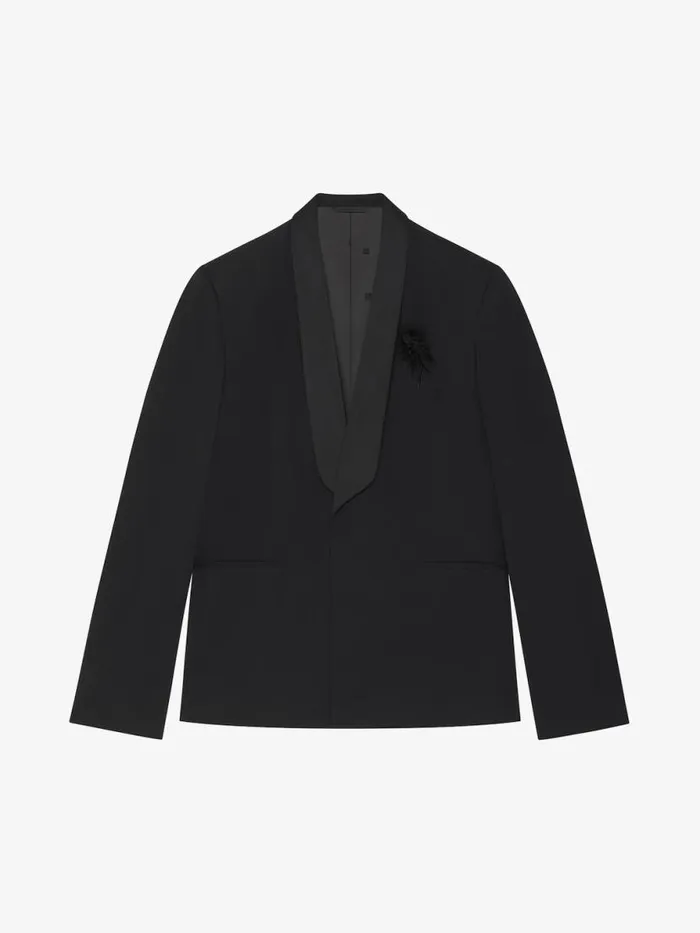 Men Coats and Jackets Givenchy Jacket In Wool With Satin Collar Black