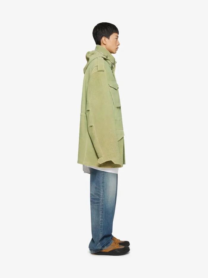Men Coats and Jackets Givenchy Parka In Leather Bright Green