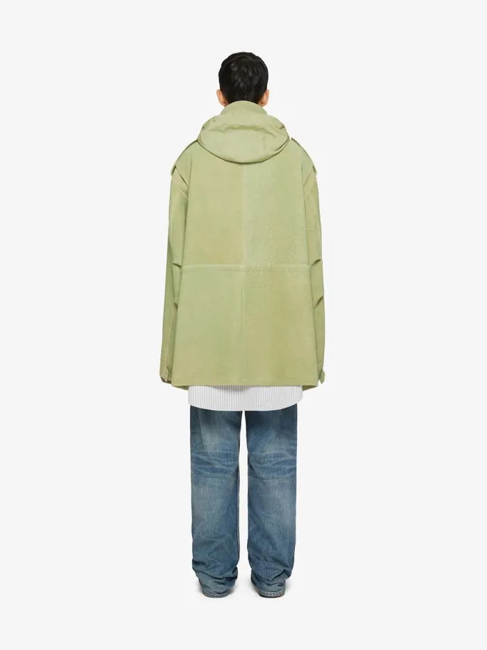 Men Coats and Jackets Givenchy Parka In Leather Bright Green
