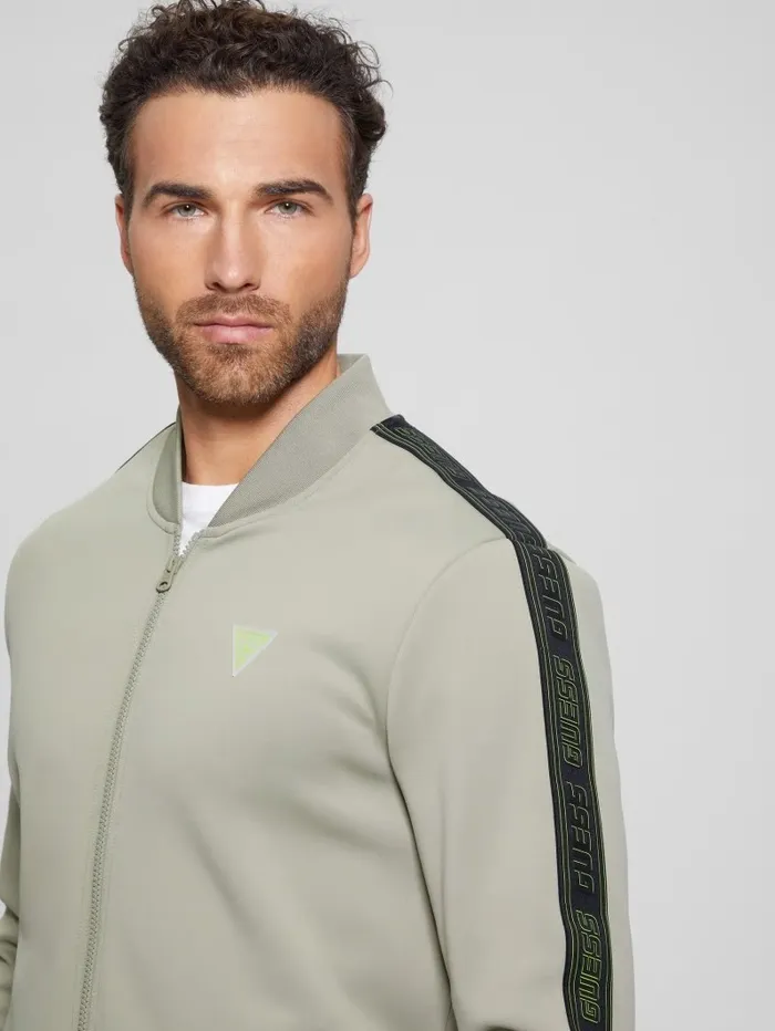 Men Eco Kermit FullZip Sweatshirt Mossy Green Hoodies and Sweaters GUESS