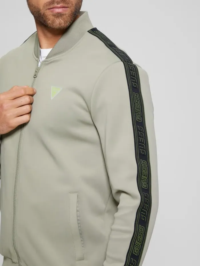 Men Eco Kermit FullZip Sweatshirt Mossy Green Hoodies and Sweaters GUESS