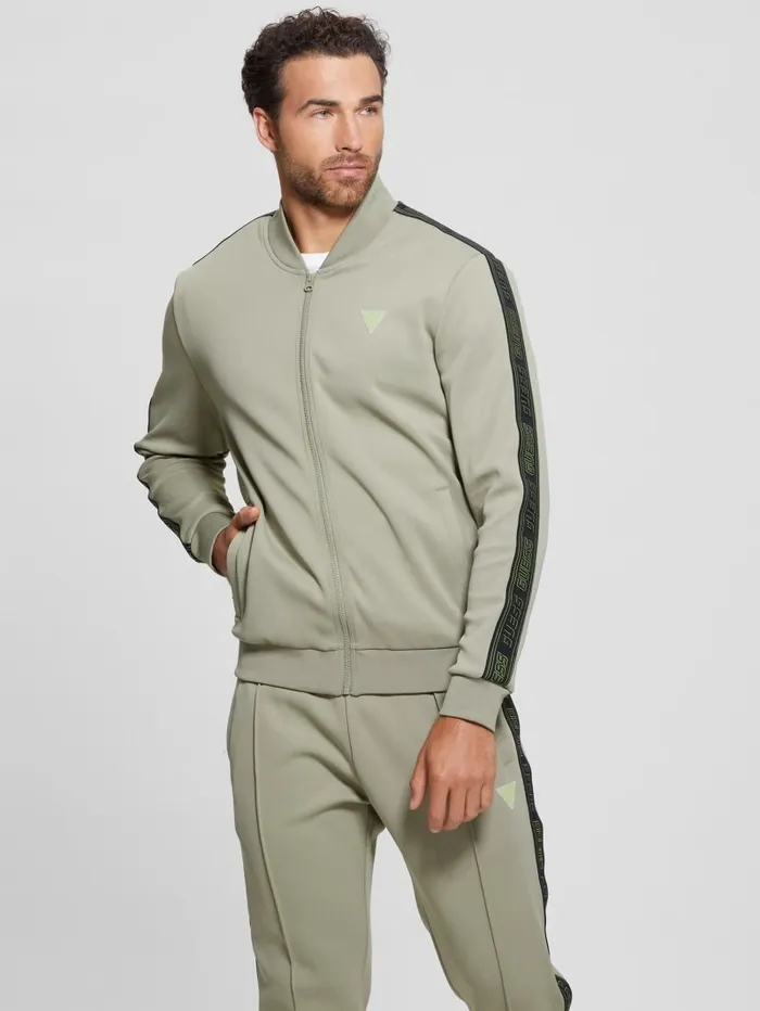 Men Eco Kermit FullZip Sweatshirt Mossy Green Hoodies and Sweaters GUESS