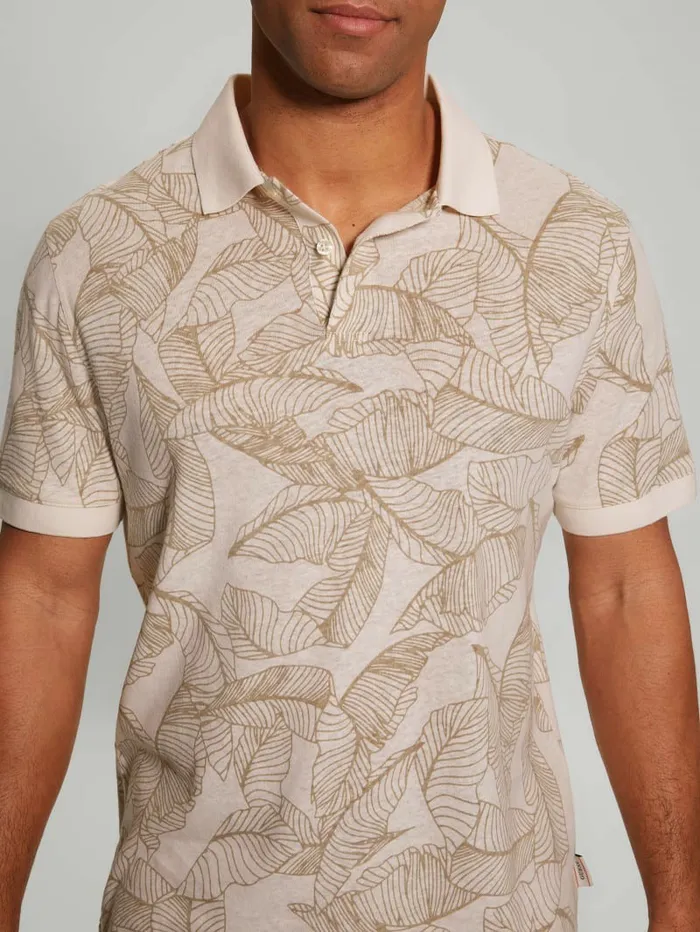 Men Eco Leaves Polo WhtPasadena Leaf TShirts and Tanks GUESS