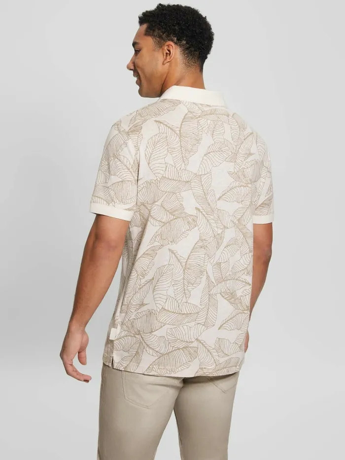 Men Eco Leaves Polo WhtPasadena Leaf TShirts and Tanks GUESS