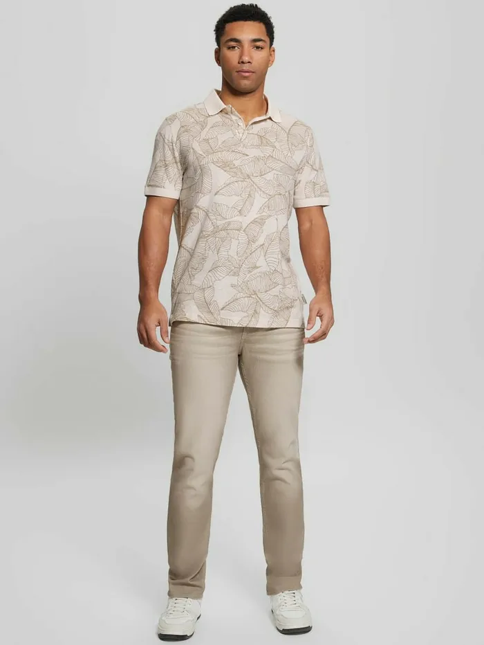 Men Eco Leaves Polo WhtPasadena Leaf TShirts and Tanks GUESS