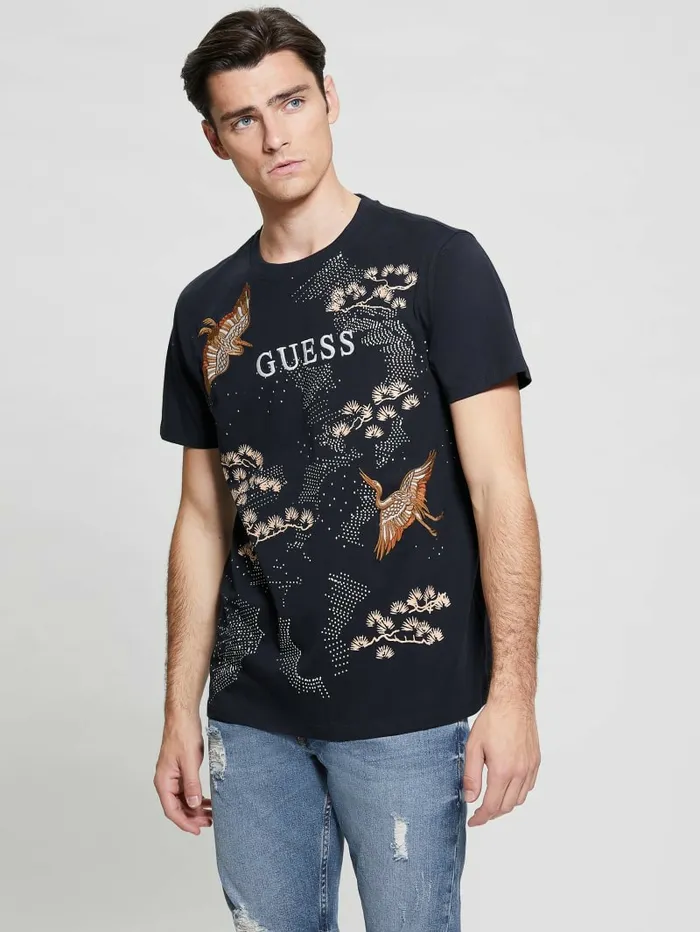 Men Eco Logo Bird Tee Bleu lgant TShirts and Tanks GUESS Men Eco Logo Bird Tee Bleu lgant TShirts and Tanks GUESS