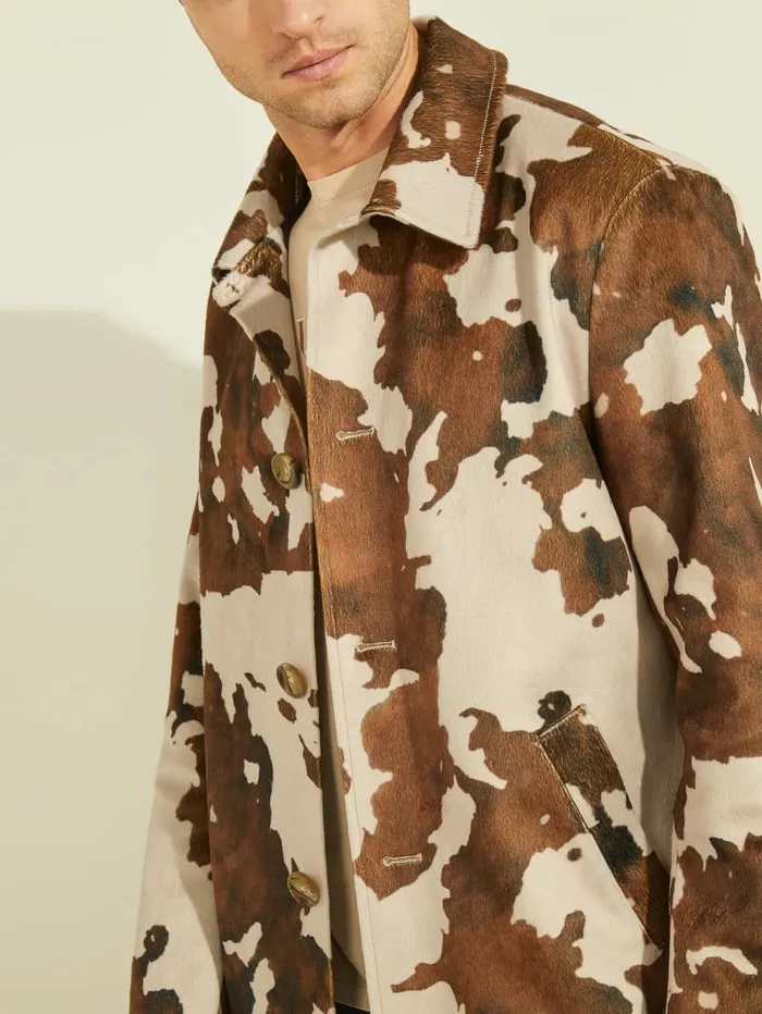 Men GUESS Cow Print Jacket Texas Print Jackets and Coats
