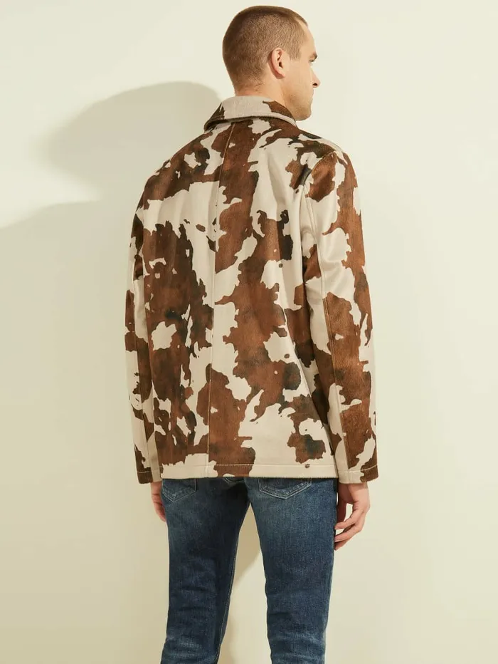 Men GUESS Cow Print Jacket Texas Print Jackets and Coats