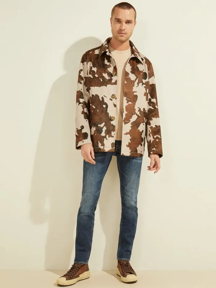 Men GUESS Cow Print Jacket Texas Print Jackets and Coats