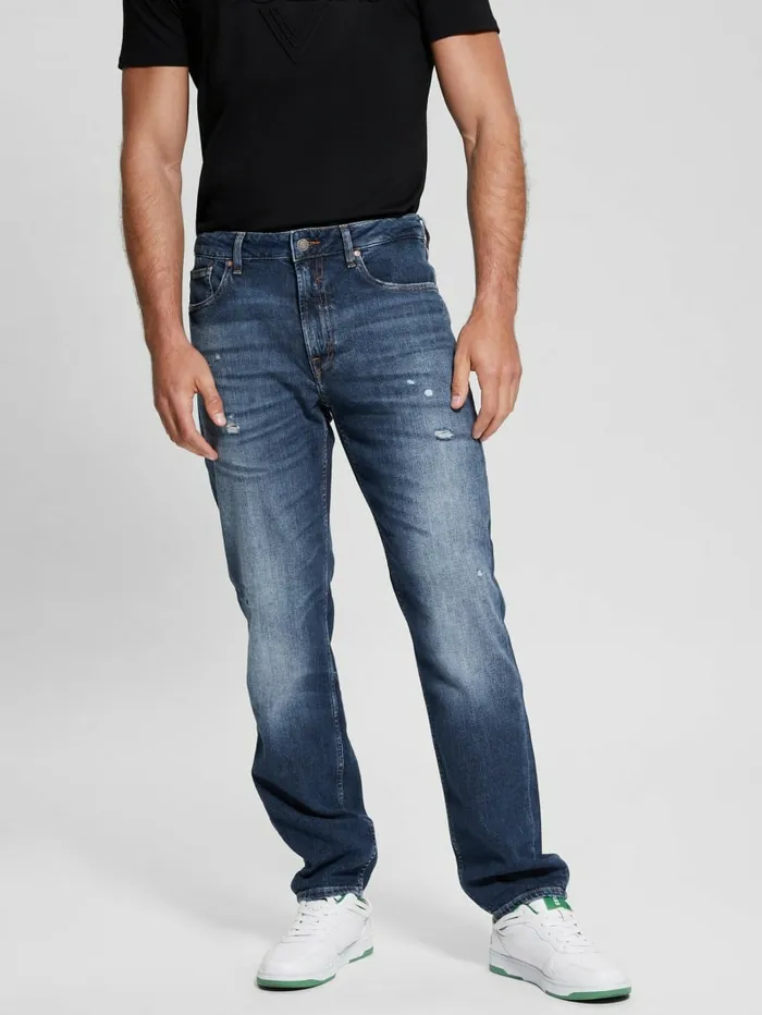 Men GUESS Eco Drake Distressed Tapered Jeans The Fantasy Jeans and Denim