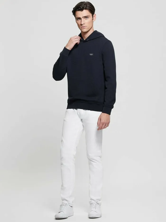 Men GUESS Eco Tech Stretch Hoodie Bleu lgant Hoodies and Sweaters Men GUESS Eco Tech Stretch Hoodie Bleu lgant Hoodies and Sweaters