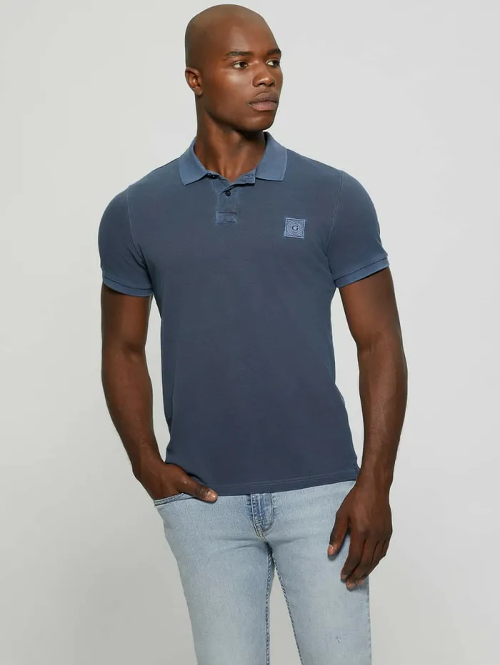 Men GUESS Eco Washed Polo Bleu lgant Shirts