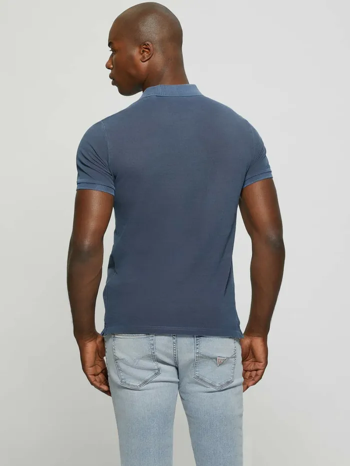 Men GUESS Eco Washed Polo Bleu lgant Shirts Men GUESS Eco Washed Polo Bleu lgant Shirts