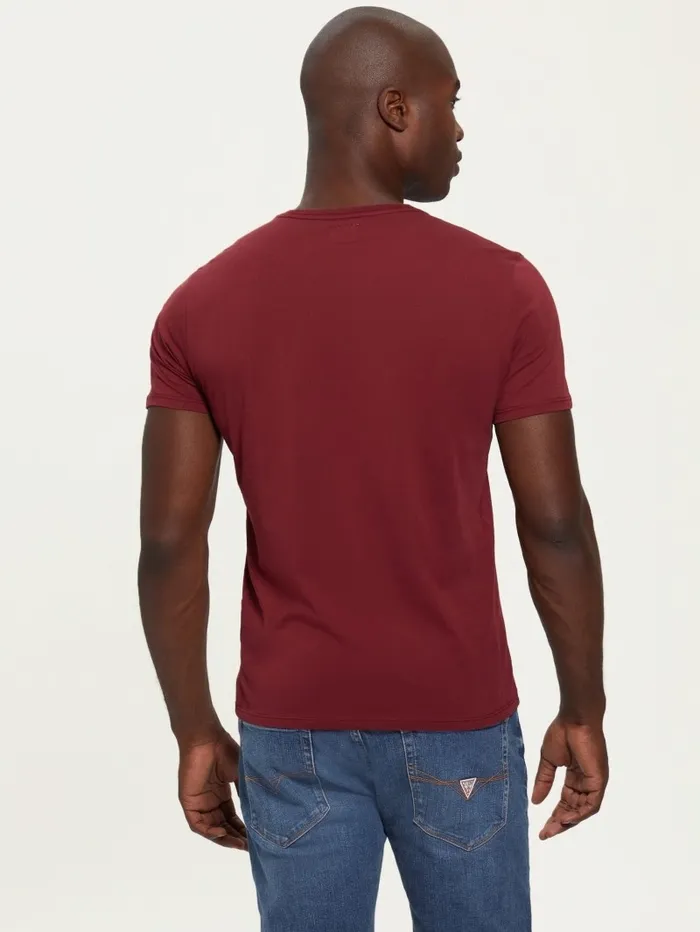 Men GUESS Embroidered Logo Tee Vino TShirts and Tanks