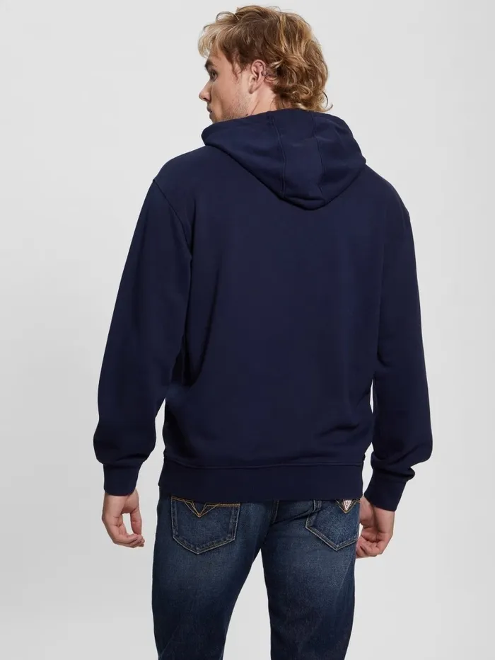 Men GUESS Finch French Terry Hoodie Smart Blue Multi Hoodies and Sweaters Men GUESS Finch French Terry Hoodie Smart Blue Multi Hoodies and Sweaters