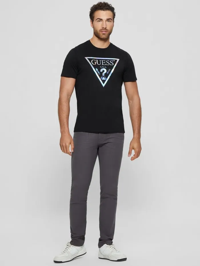 Men GUESS Iridescent Signature Tee Black TShirts and Tanks Men GUESS Iridescent Signature Tee Black TShirts and Tanks