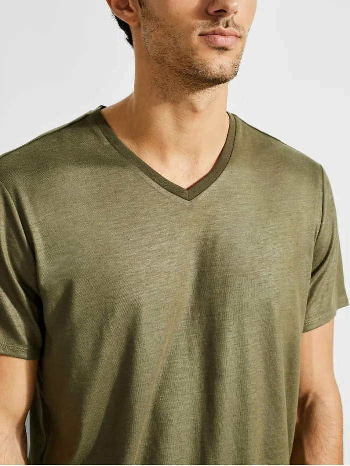 Men GUESS Mason VNeck Tee Army Olive TShirts and Tanks