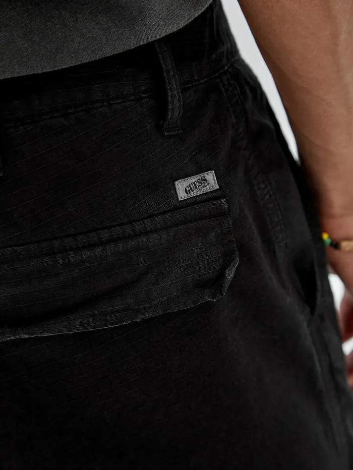 Men GUESS Originals Ripstop Cargo Pants Jet Black Multi Pants and Shorts GUESS Men GUESS Originals Ripstop Cargo Pants Jet Black Multi Pants and Shorts GUESS