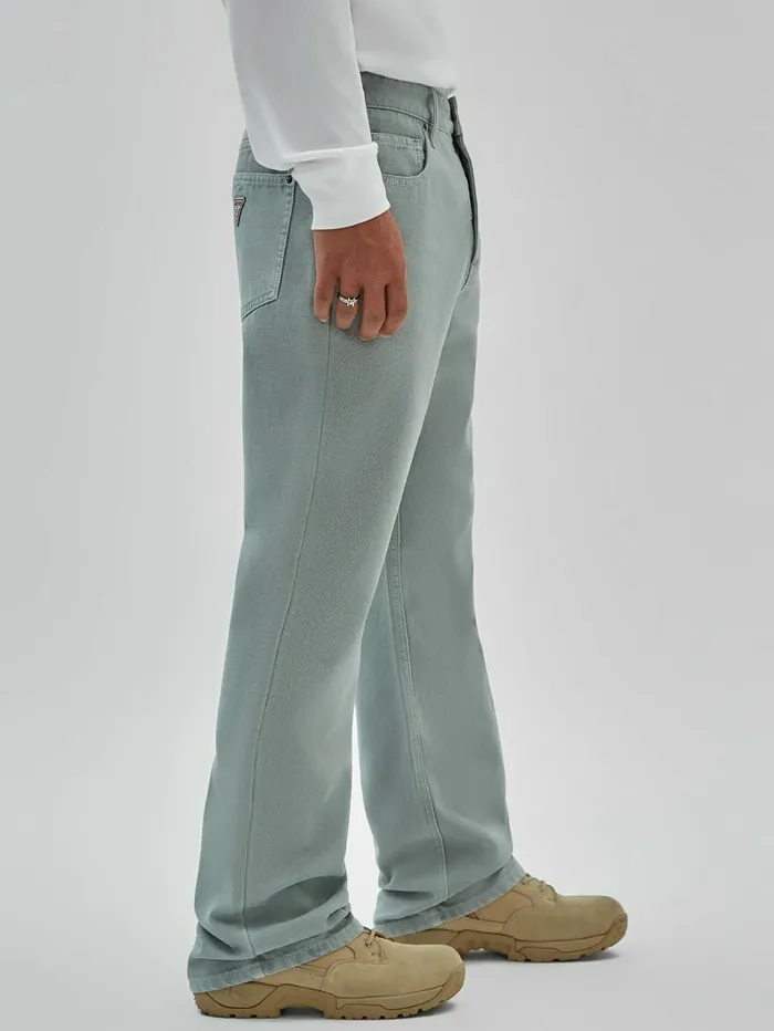 Men GUESS Originals Washed Canvas Bootcut Pants Full Grey Multi Pants and Shorts GUESS Men GUESS Originals Washed Canvas Bootcut Pants Full Grey Multi Pants and Shorts GUESS