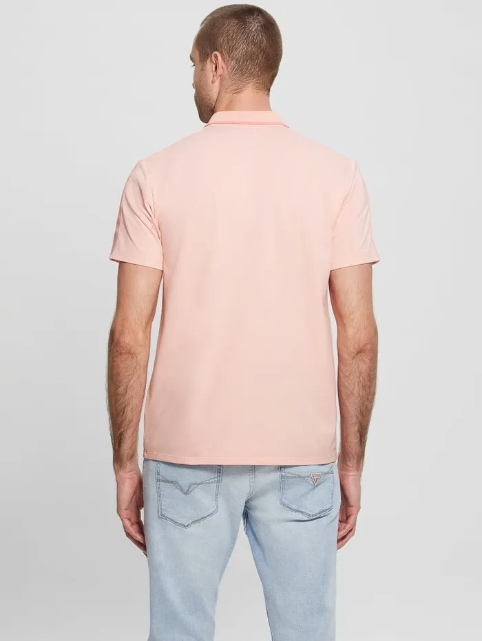 Men GUESS Paul Pique Tape Polo Shirt Blossom Light Pink Shirts Men GUESS Paul Pique Tape Polo Shirt Blossom Light Pink Shirts