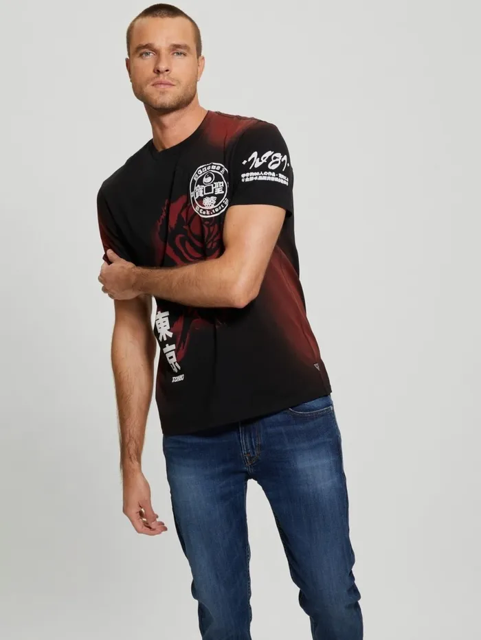 Men GUESS Rose Noir Tee Jet Black Multi TShirts and Tanks Men GUESS Rose Noir Tee Jet Black Multi TShirts and Tanks