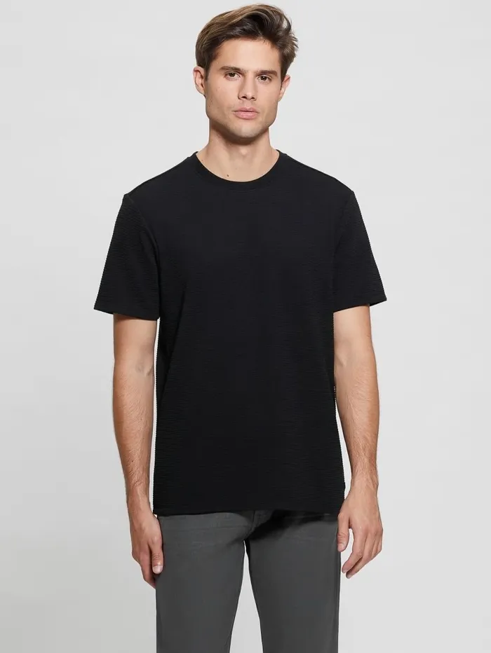 Men GUESS Textured Stripe Tee Black TShirts and Tanks Men GUESS Textured Stripe Tee Black TShirts and Tanks