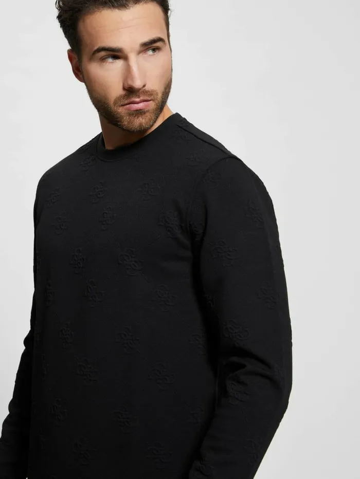 Men Hoodies and Sweaters GUESS Quattro Logo Sweater Black
