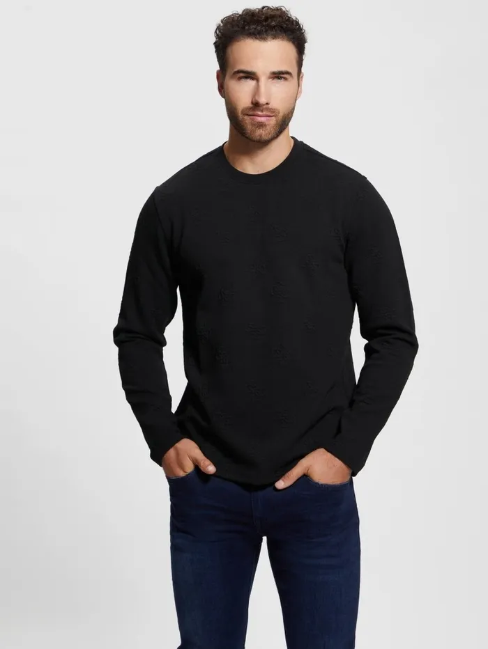 Men Hoodies and Sweaters GUESS Quattro Logo Sweater Black Men Hoodies and Sweaters GUESS Quattro Logo Sweater Black