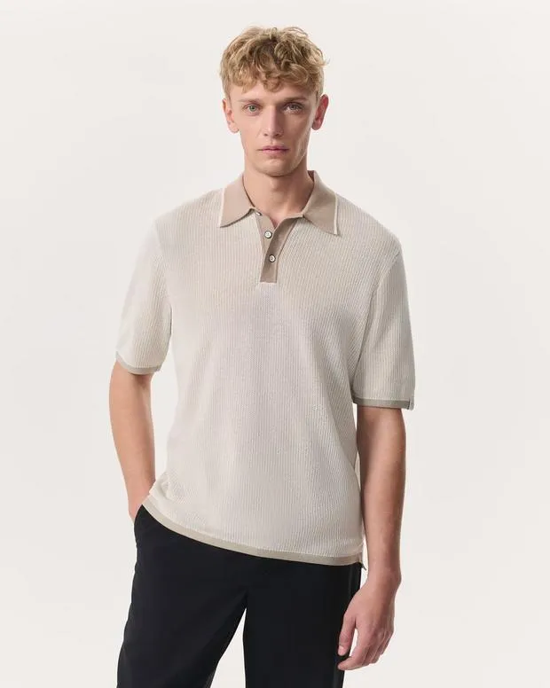 Men Jackets and Coats rag and bone Harvey Knit Polo Shirt Light Beige