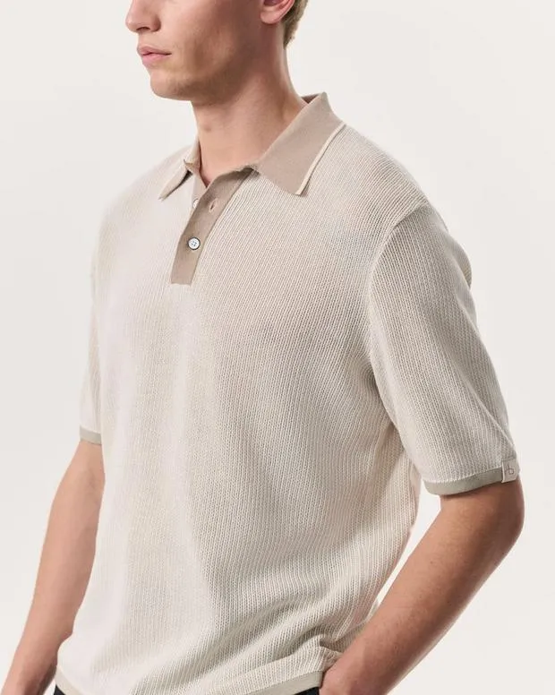 Men Jackets and Coats rag and bone Harvey Knit Polo Shirt Light Beige