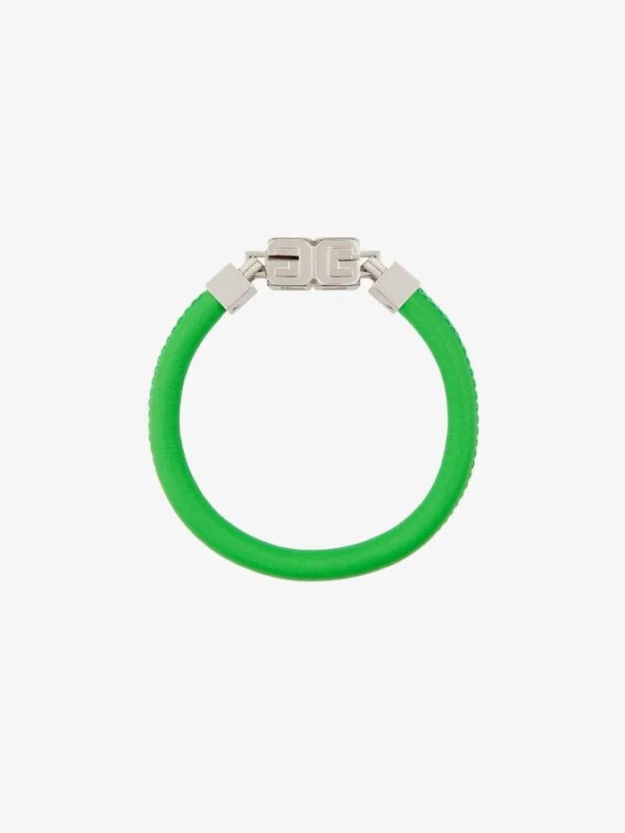 Men Jewelry Givenchy G Cube Bracelet In Leather And Metal Bright Green Men Jewelry Givenchy G Cube Bracelet In Leather And Metal Bright Green